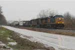 EB freight in pouring rain